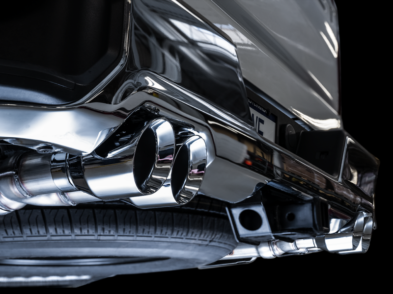 AWE Tuning 4th Gen GM 1500 5.3L 0FG Catback Split Rear Exit (w/ Bumper Cutouts) - Quad Chrome Tips - awdtuningtx