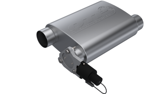 QTP 3in Weld-On 304SS Reverse Screamer Muffler w/Bolt-On QTEC Electric Cutout - awdtuningtx