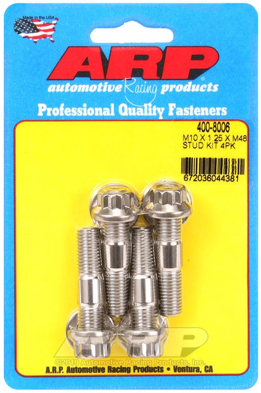 ARP M10 x 1.25 x 48mm Broached 4 Piece Stud Kit - awdtuningtx