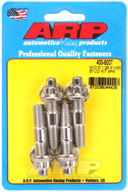 ARP M10 x 1.25 x 55mm Broached 4 Piece Stud Kit - awdtuningtx