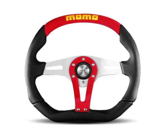 Momo Trek Steering Wheel 350 mm - 4 Black AirLeather/Brshd Al Spokes - awdtuningtx