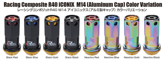 Project Kics 14X1.50 Neochrome R40 Iconix Lug Nuts (Black Cap) - 20 Pcs - awdtuningtx