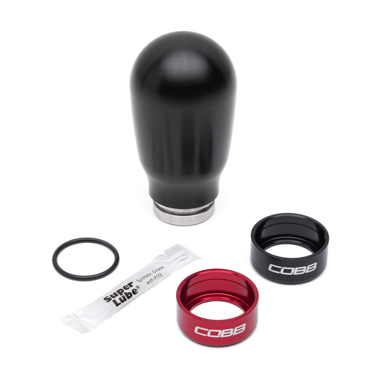 Cobb Subaru 6-Speed Tall Weighted COBB Shift Knob - Black (Incl. Both Red + Blk Collars) - awdtuningtx