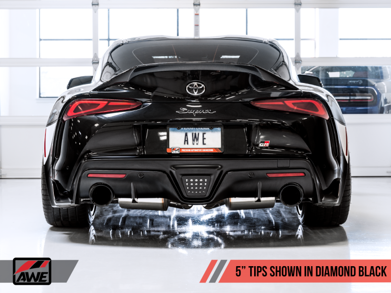 AWE 2020 Toyota Supra A90 Resonated Touring Edition Exhaust - 5in Diamond Black Tips - awdtuningtx
