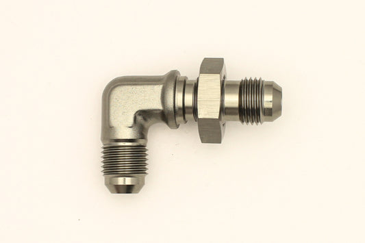 DeatschWerks 6AN Male Flare To 6AN Male Flare Bulkhead Adapter 90-Degree (Incl. Nut) - awdtuningtx