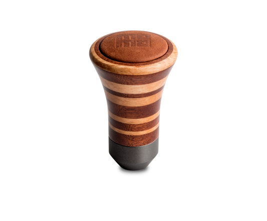 Momo Trofeo Heritage Shift Knob - Tall Wood, Layered Mahogany and Beechwood, Leather Insert Top - awdtuningtx