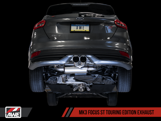 AWE Tuning Ford Focus ST Touring Edition Cat-back Exhaust - Non-Resonated - Chrome Silver Tips - awdtuningtx