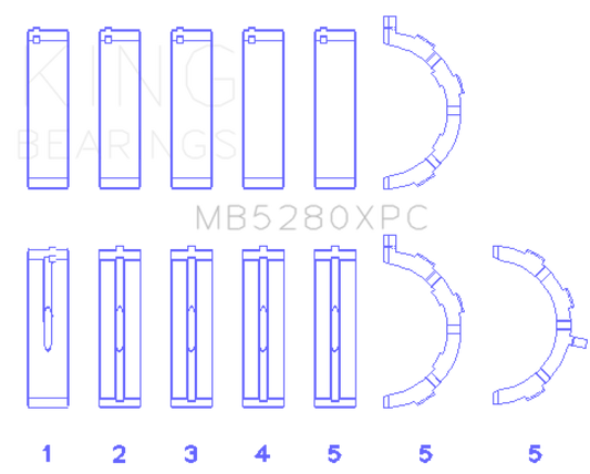 King Ford 4.6L/5.4L V8 SOHC (Size STD) Performance Coated Main Bearing Set - awdtuningtx
