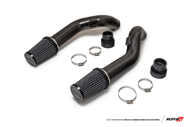 AMS Performance 2009+ Nissan GT-R R35 (CBA/DBA) Alpha Carbon Fiber Intake Pipes for Stock Turbos - awdtuningtx