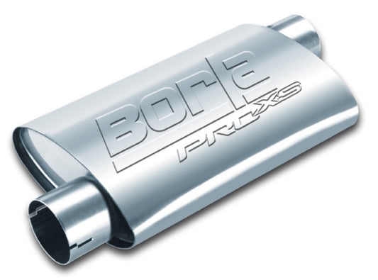 Borla Universal Pro-XS Muffler Oval 2.5in Inlet/Outlet Offset/Offset Notched Muffler - awdtuningtx