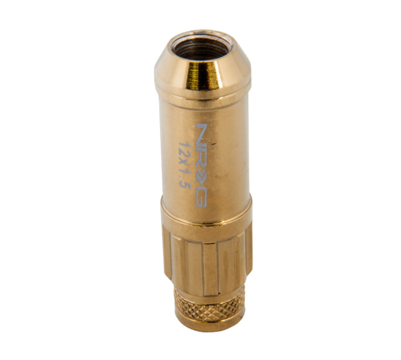 NRG 700 Series M12 X 1.5 Steel Lug Nut w/Dust Cap Cover Set 21 Pc w/Locks & Socket - Chrome Gold - awdtuningtx
