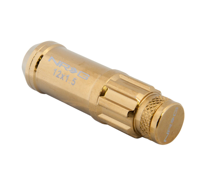 NRG 700 Series M12 X 1.5 Steel Lug Nut w/Dust Cap Cover Set 21 Pc w/Locks & Socket - Chrome Gold - awdtuningtx