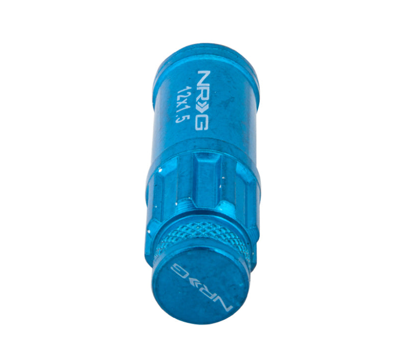 NRG 700 Series M12 X 1.5 Steel Lug Nut w/Dust Cap Cover Set 21 Pc w/Locks & Lock Socket - Blue - awdtuningtx