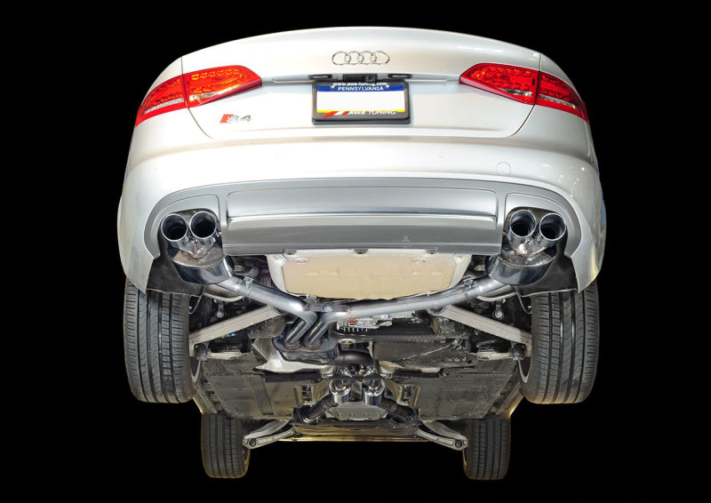 AWE Tuning Audi B8 / B8.5 S4 3.0T Touring Edition Exhaust - Chrome Silver Tips (90mm) - awdtuningtx