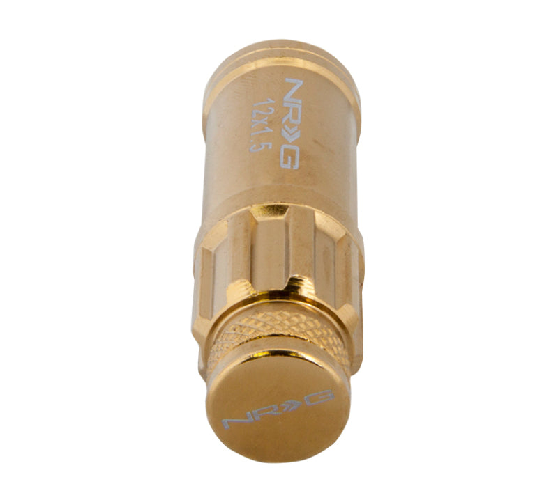 NRG 700 Series M12 X 1.5 Steel Lug Nut w/Dust Cap Cover Set 21 Pc w/Locks & Socket - Chrome Gold - awdtuningtx