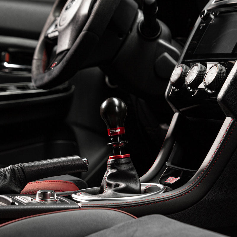 Cobb Subaru 6-Speed Weighted COBB Shift Knob - Black (Incl. Both Red + Blk Collars) - awdtuningtx