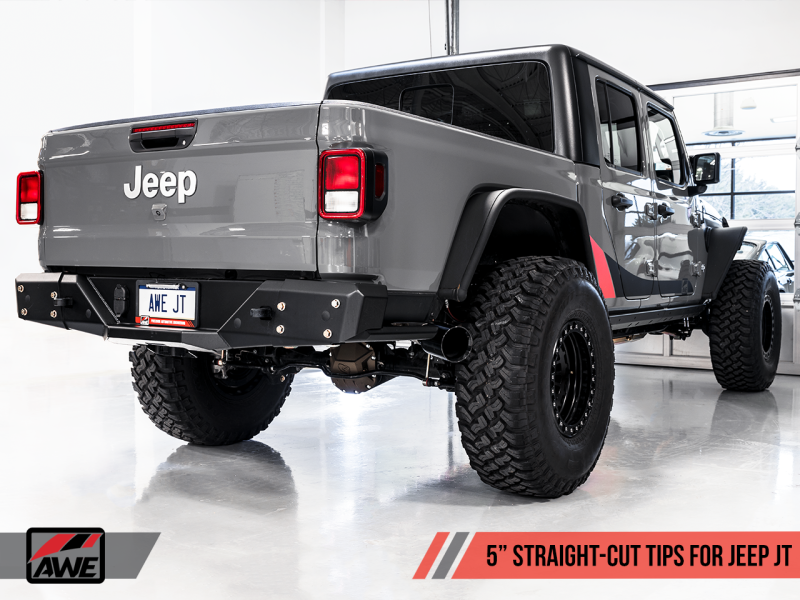 AWE Tuning 20-21 Jeep Gladiator JT 3.6L Tread Edition Cat-Back Dual Exhaust - Diamond Black Tip - awdtuningtx