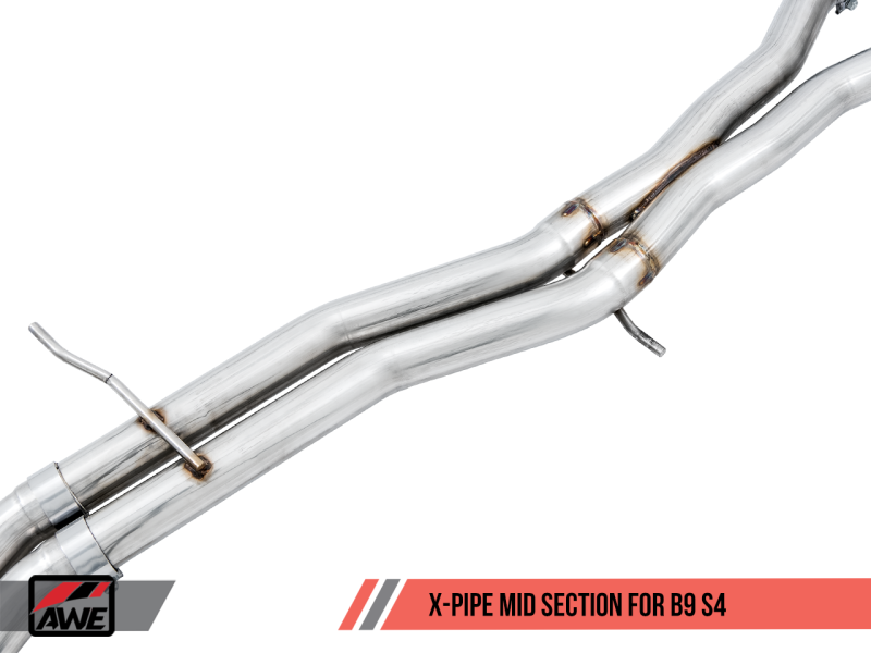 AWE Tuning Audi B9 S4 Touring Edition Exhaust - Non-Resonated (Black 102mm Tips) - awdtuningtx