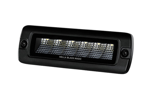 Hella Universal Black Magic 6 L.E.D. Flush Mount Mini Light Bar - Flood Beam - awdtuningtx