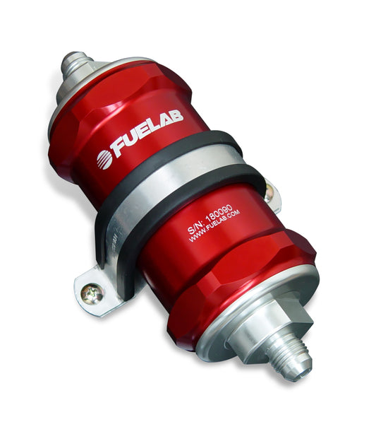 Fuelab 818 In-Line Fuel Filter Standard -6AN In/Out 10 Micron Fabric - Red - awdtuningtx