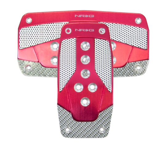 NRG Aluminum Sport Pedal A/T - Red w/Silver Carbon - awdtuningtx