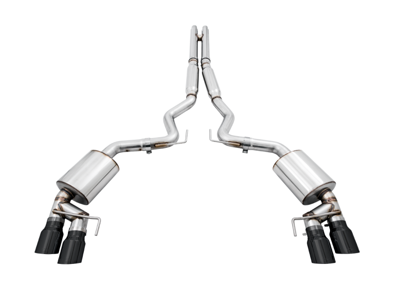 AWE Tuning 2018+ Ford Mustang GT (S550) Cat-back Exhaust - Touring Edition (Quad Diamond Black Tips) - awdtuningtx