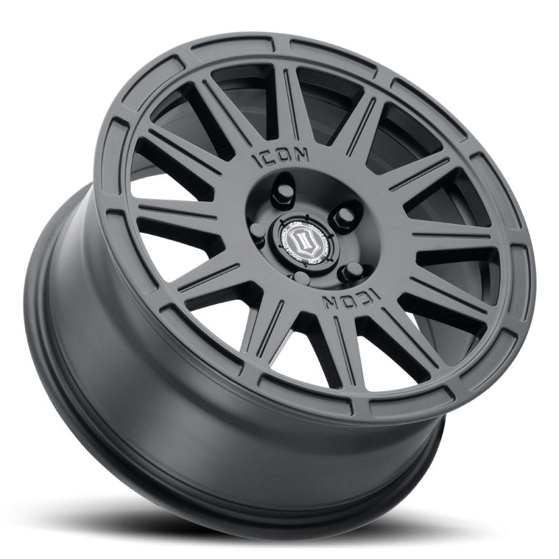 ICON Ricochet 17x8 5x4.5 38mm Offset 6in BS Satin Black Wheel - awdtuningtx