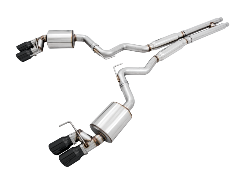 AWE Tuning 2018+ Ford Mustang GT (S550) Cat-back Exhaust - Touring Edition (Quad Diamond Black Tips) - awdtuningtx