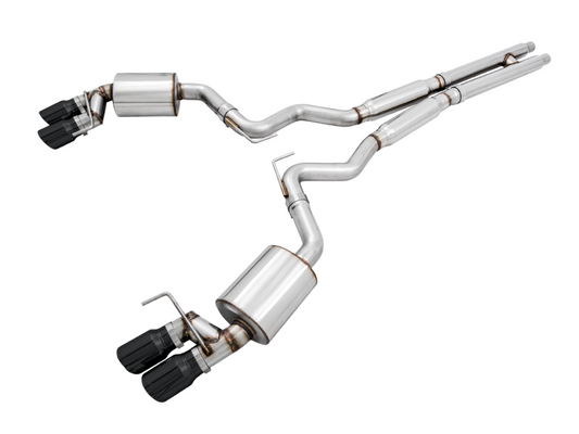 AWE Tuning 2018+ Ford Mustang GT (S550) Cat-back Exhaust - Touring Edition (Quad Diamond Black Tips) - awdtuningtx