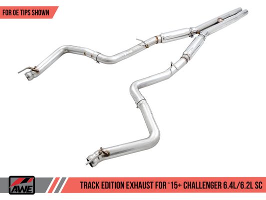 AWE Tuning 2015+ Dodge Challenger 6.4L/6.2L Supercharged Track Edition Exhaust - Use Stock Tips - awdtuningtx