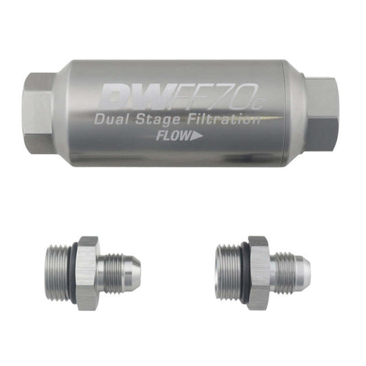 DeatschWerks 6AN 10 Micron 70mm Compact In-Line Fuel Filter Kit - awdtuningtx