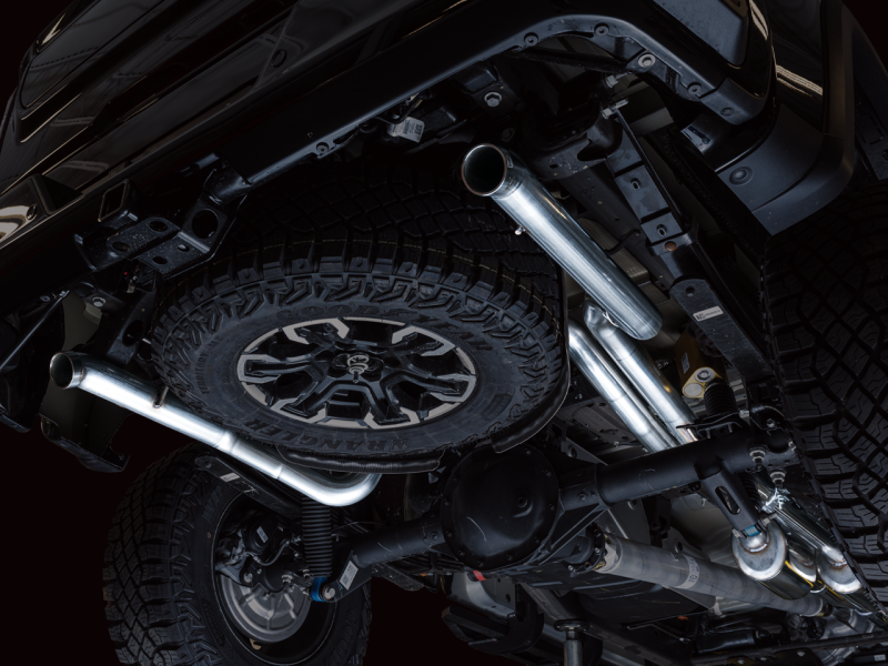 AWE Tuning 22-23 GMC Sierra 1500 AT4X 6.2L 0FG Catback Split Dual (Flat Bumper) - Bashguard(No Tips) - awdtuningtx