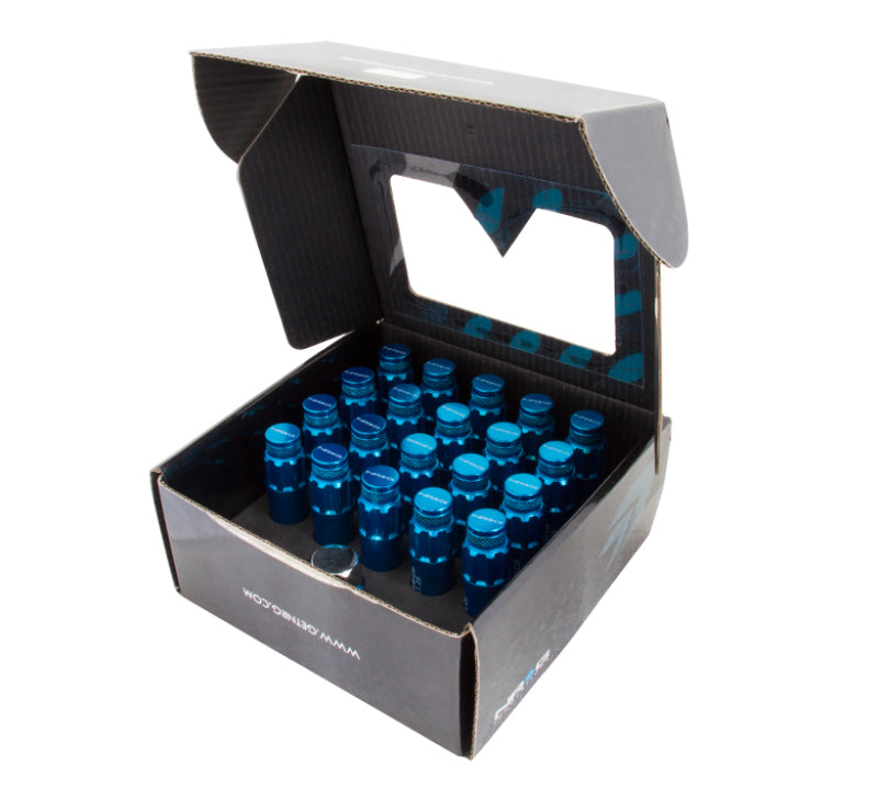 NRG 700 Series M12 X 1.5 Steel Lug Nut w/Dust Cap Cover Set 21 Pc w/Locks & Lock Socket - Blue - awdtuningtx