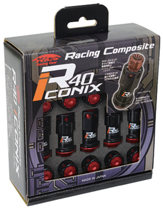 Project Kics 16+4 Locks Black R40 Iconix w/ Plastic Cap (Red) - 14x1.50 - awdtuningtx