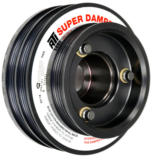 ATI Damper - 5.67in - Alum - (2) 4 Grv - Nissan RB26 - R33 34 - 1Pc - w/Power Steering Pulley - awdtuningtx
