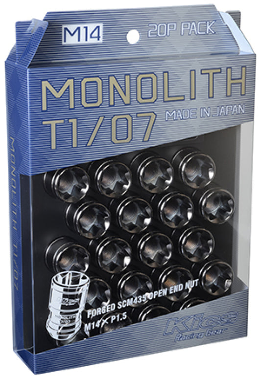 Project Kics 14 x 1.5 Glorious Black T1/07 Monolith Lug Nuts - 20 Pcs - awdtuningtx