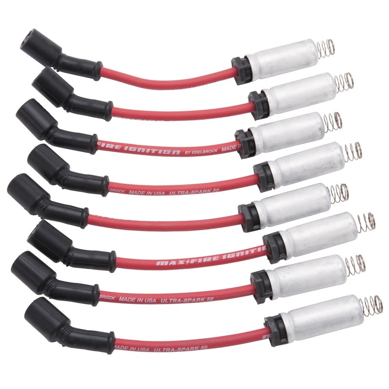 Edelbrock Spark Plug Wire Set Ls Kit w/ Metal Sleeves 99-15 50 Ohm Resistance Red Wire (Set of 8) - awdtuningtx