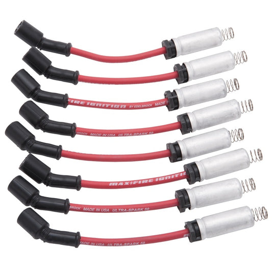 Edelbrock Spark Plug Wire Set Ls Kit w/ Metal Sleeves 99-15 50 Ohm Resistance Red Wire (Set of 8) - awdtuningtx