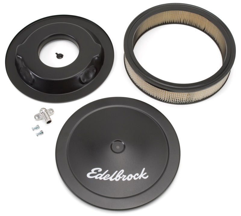 Edelbrock Air Cleaner Pro-Flo Series Round Steel Top Paper Element 14In Dia X 3 75In Dropped Base - awdtuningtx