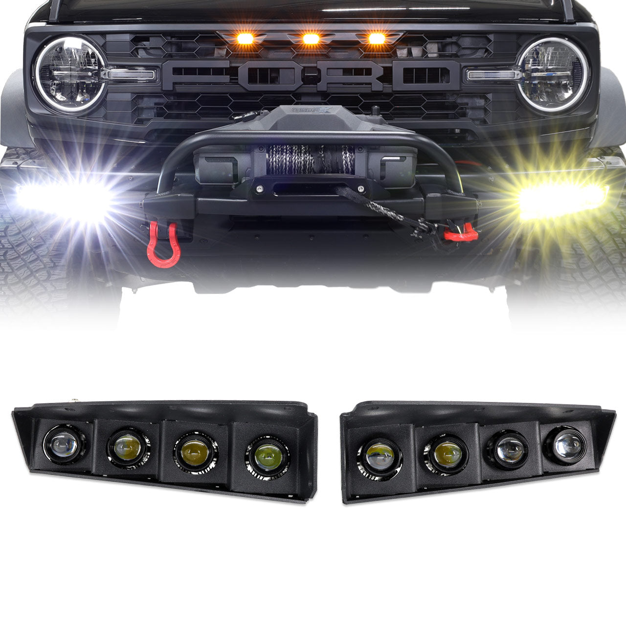 IAG I-Line 4 Lamp Fog Light Kit For Use With Modular Bumper And 6 Way Aux Switch Panel 2021+ Ford Bronco - awdtuningtx