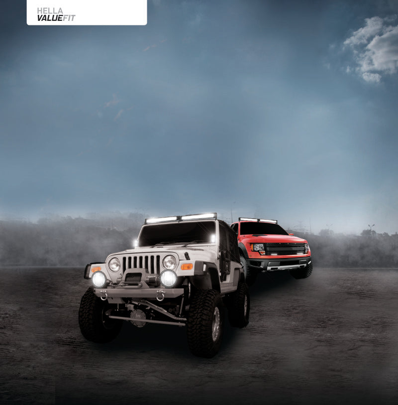 Hella Value Fit Mini 6in LED Light Bar - Flood Beam Pedestal - awdtuningtx