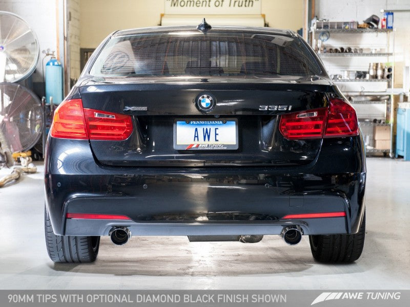 AWE Tuning BMW F3X 335i/435i Touring Edition Axle-Back Exhaust - Chrome Silver Tips (90mm) - awdtuningtx