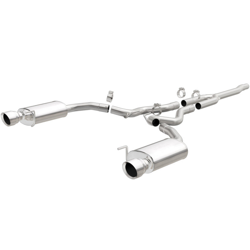 MagnaFlow Cat Back, SS, 2.5in, Street, Dual Split Polished 4.5in Tips 2015 Ford Mustang Ecoboost - awdtuningtx