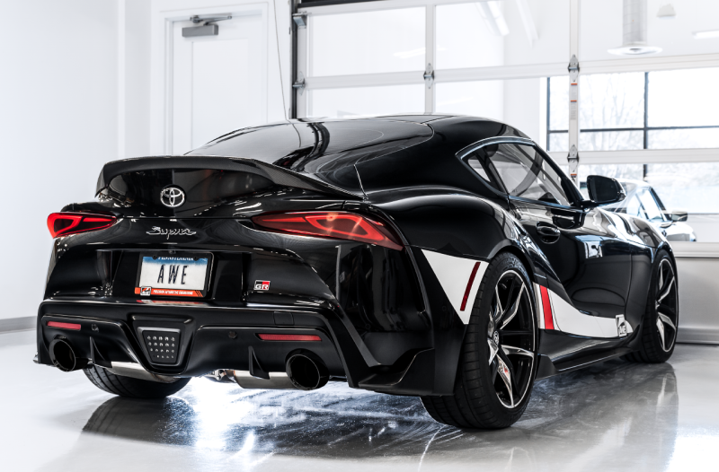 AWE 2020 Toyota Supra A90 Resonated Touring Edition Exhaust - 5in Diamond Black Tips - awdtuningtx