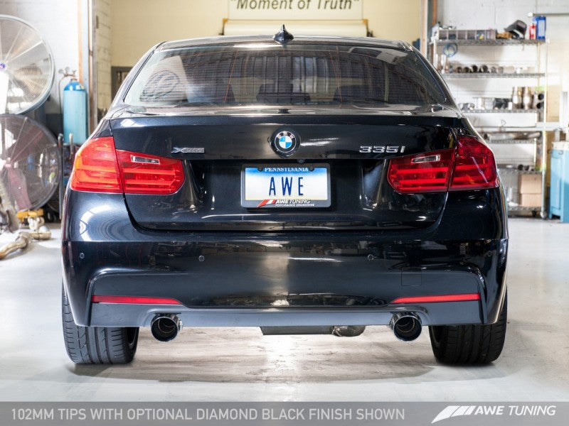 AWE Tuning BMW F3X 335i/435i Touring Edition Axle-Back Exhaust - Chrome Silver Tips (102mm) - awdtuningtx