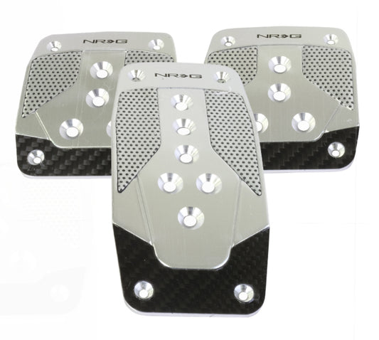 NRG Aluminum Sport Pedal M/T - Silver w/Black Carbon - awdtuningtx
