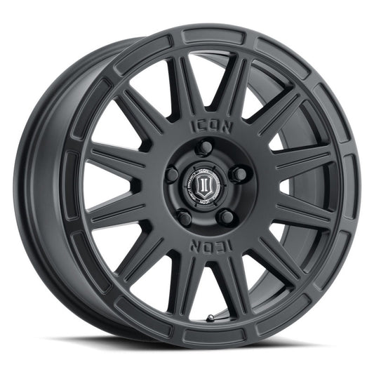 ICON Ricochet 17x8 5x4.5 38mm Offset 6in BS Satin Black Wheel - awdtuningtx