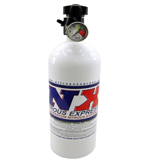 Nitrous Express 10lb Bottle w/Lightning 500 Valve (6.89 Dia x 20.19 Tall) w/Gauge - awdtuningtx