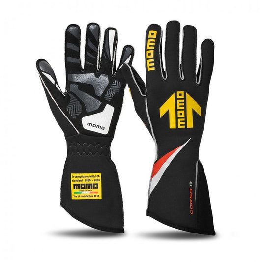 Momo Corsa R Gloves Size 12 (FIA 8856-2000)-Black - awdtuningtx