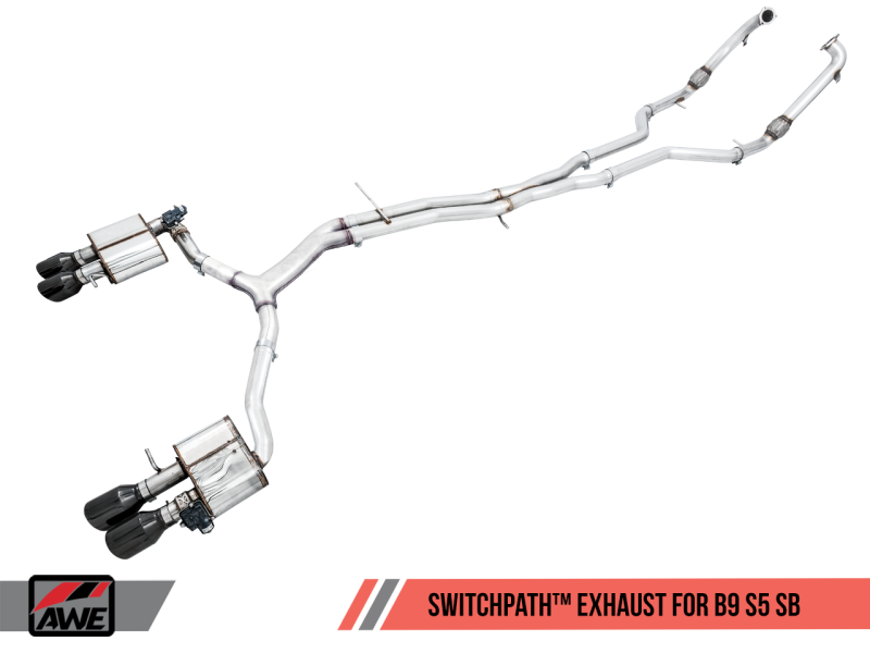 AWE Tuning Audi B9 S5 Sportback SwitchPath Exhaust - Non-Resonated (Black 102mm Tips) - awdtuningtx